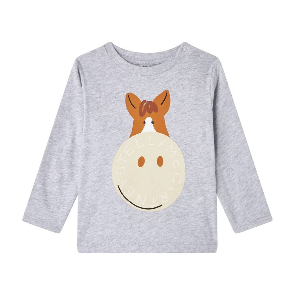 NEW STELLA MCCARTNEY baby boy long sleeve logo disk print tee in grey